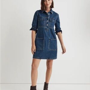 Madewell Denim Popover Mini Shirt Dress - Medium